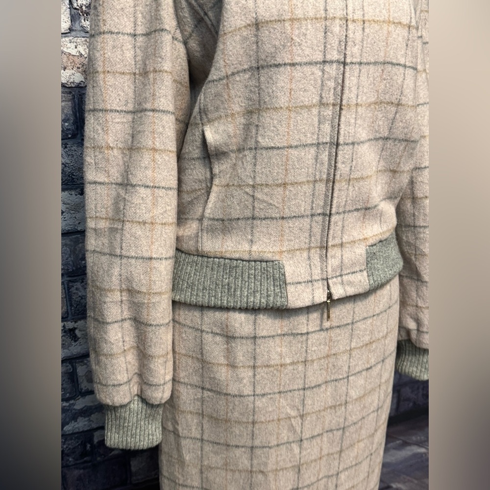 Les Copains Wool Cashmere Skirt Suit Set Jacket 42 6-8 M / Skirt  46 10 L - Picture 4 of 14